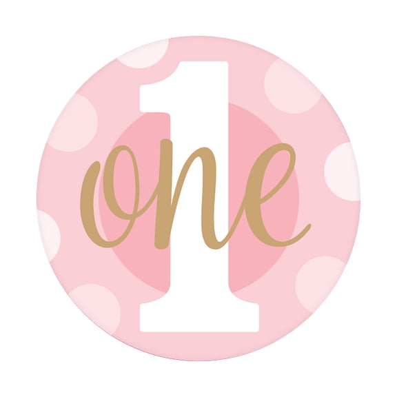 Fun Express 2" diam. Bulk 144 Pieces Girl’s First Birthday Pink Favor Stickers