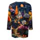 thumbnail image 4 of Camisa para mujer, moda informal, cuello cuadrado, manga 3/4, suelta, camiseta estampada de Halloween, top para mujer, 4 of 4