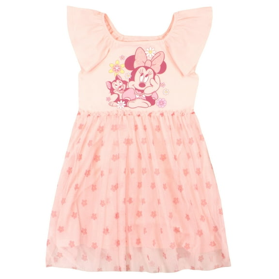 Disney Princesses and Minnie Mouse Girls Tutu Dress Princess Moana Rapunzel Belle Flutter Sleeve Dress for Girls (Size 4-16)