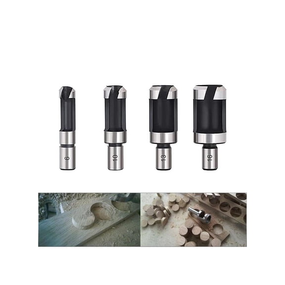 4pcs Carbon Steel Wood Plug Hole Cutter Drill Bits Set 1/4 3/8 1/2 5/8 Cutting Dowel Power Woodworking Cork Hole Saw Tool