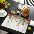 thumbnail image 3 of Red Green Christmas Placemats Set of 6, Xmas Balls Botanical Poinsettia Placemats for Dining Table, Place Mats for Kitchen Tabletop, Waterproof Wipeable Dining Table Mats Set, 3 of 9
