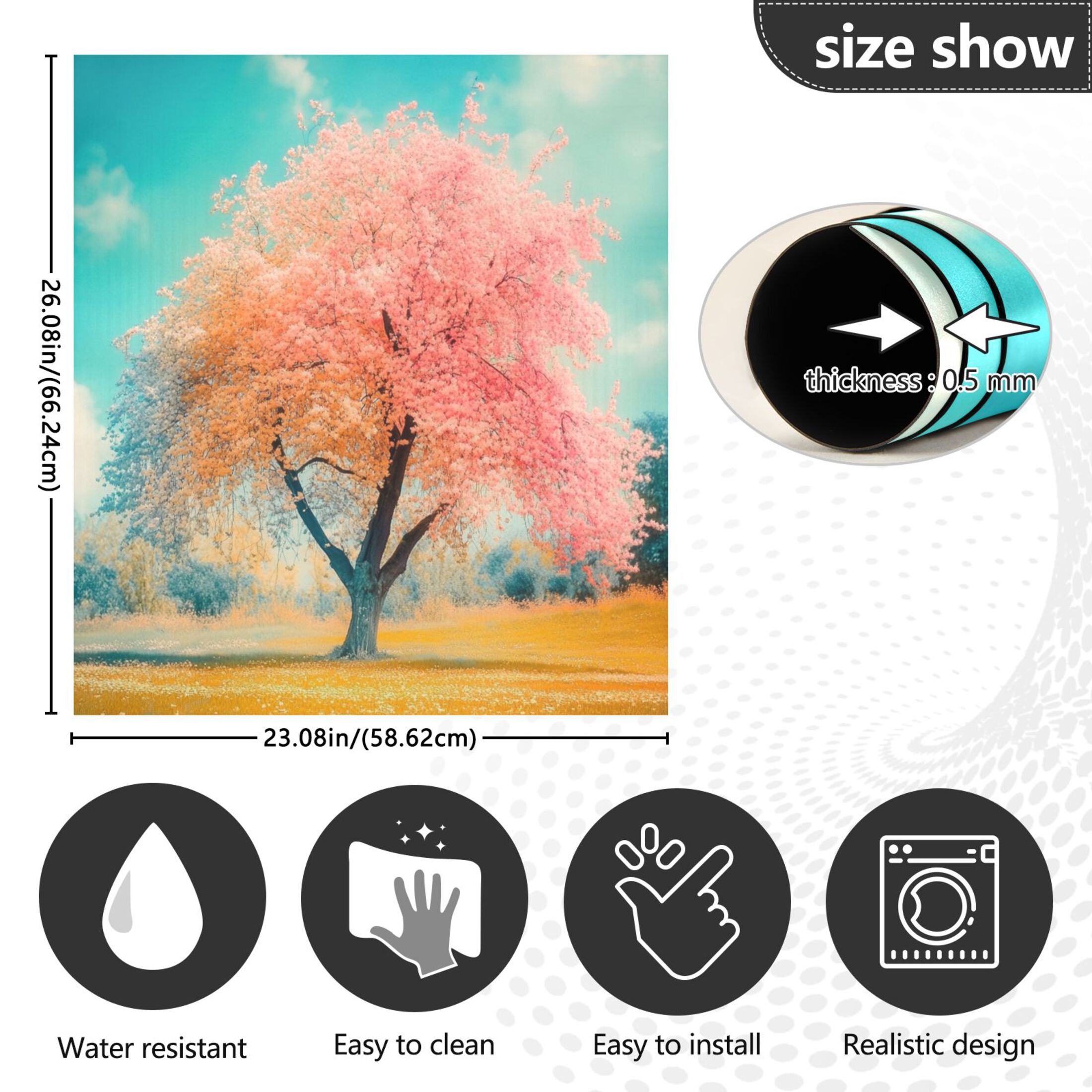 Dishwasher Magnetic Sticker 23x26 Inch Refrigerator Magnetic Sticker Washing Machine Magnetic Sticker Kitchen Panel Magnetic Sticker Home Decor Spring Tree Scene