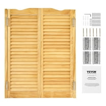VEVOR Double Saloon Doors, 36"W x 42" H Arched Top Interior Swinging Cafe Doors, Premium Pine Wood, with Hinges & Hardware Kit, Easy to Install, for Hallway Kitchen Bar Pub Entrance, Log Color