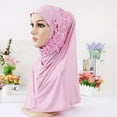 thumbnail image 2 of Yigetop Muslim Scarf for Women, Hijab Double Loop Slip on Scarf Pull Over Crepe Convenient Shawl Headscarf Hijab Scarf for Women Pink One Size, 2 of 2