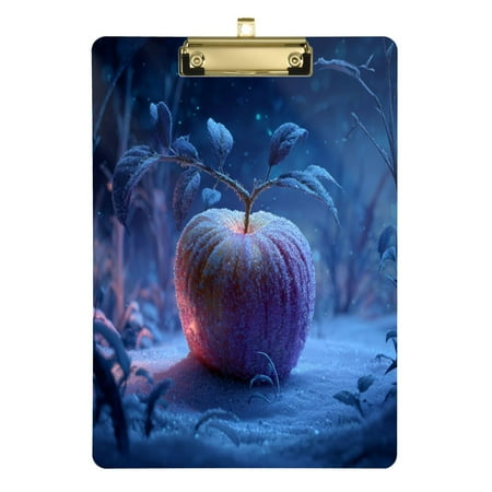 Acrylic Writing Board Gold 12.5*9 Inch Clipboards Transparent Acrylic Material Suitable For Office Classroom Teachers Fashion Bloggers Stationery Enthusiasts Frozen Apple