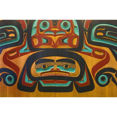 Native Tlingit Carving At The Juneau Airport Southeast Alaska Canvas Art - Ron Sanford Design Pics (17 x 11)
