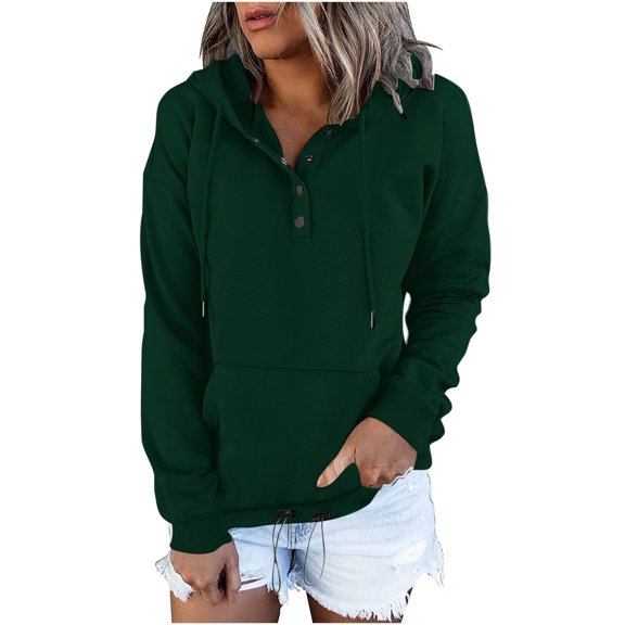 XMMSWDLA Women's Drop Shoulder Pullover Long Sleeve Crewneck Drawstring Hem Cropped Sweatshirt Hoodies Women Hoodies Women Green 2XL