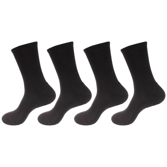 Women's Rayon from Bamboo Fiber Antibacterial Ultra Breathable Wicking Supported Toe and Heel Crew Socks - Black - 4 Pairs