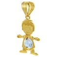 thumbnail image 3 of 14k Yellow Gold Round-cut Cubic Zirconia March Birthstone Boy/Son Pendant with Square Wheat Chain, 3 of 3
