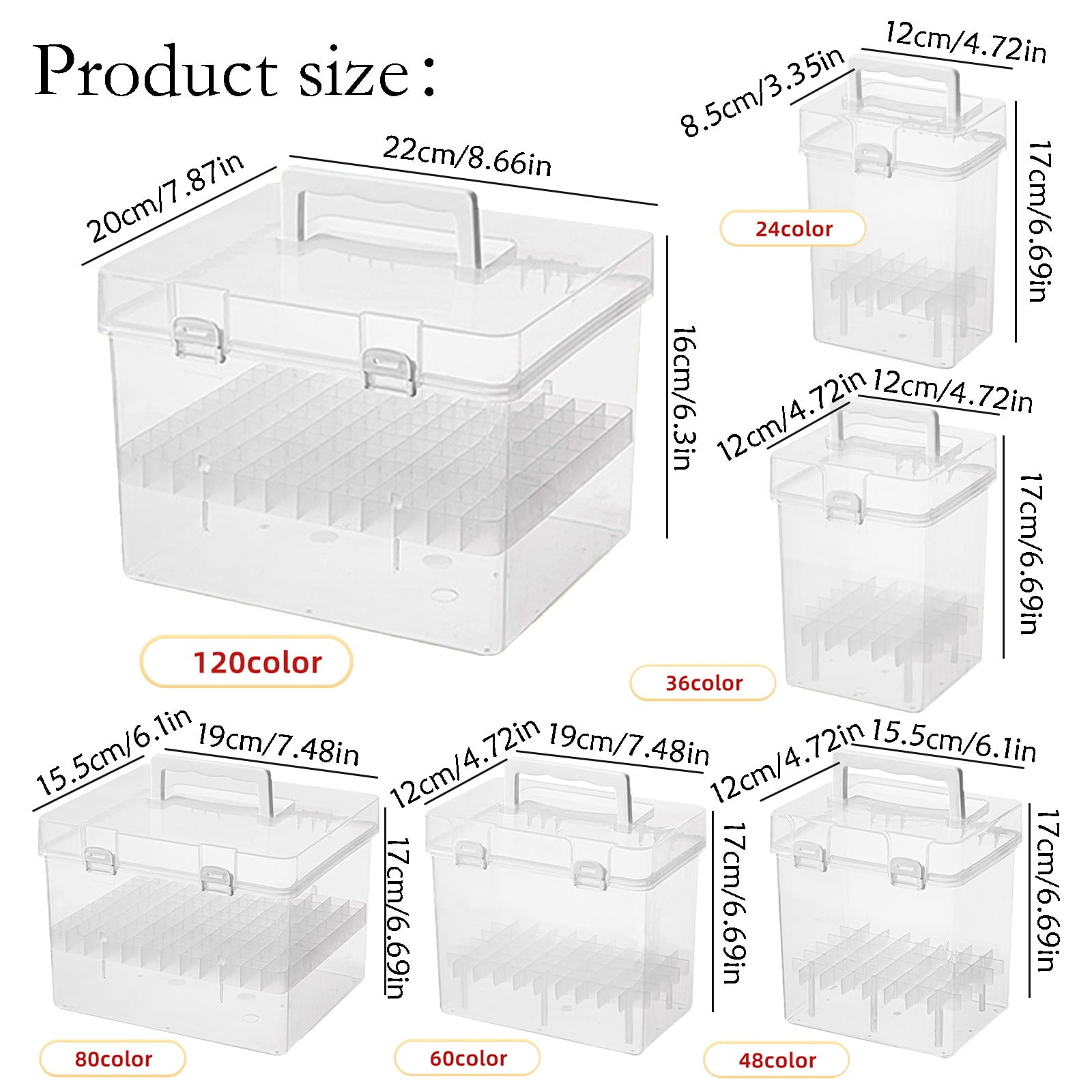 PPKVUFD Clear 80 Slot Plastic Carrying Marker Case Holder Storage Organizer Box for Paint Sketch Markers--Fits for Markers Pen from 12mm to 16mm Diameter