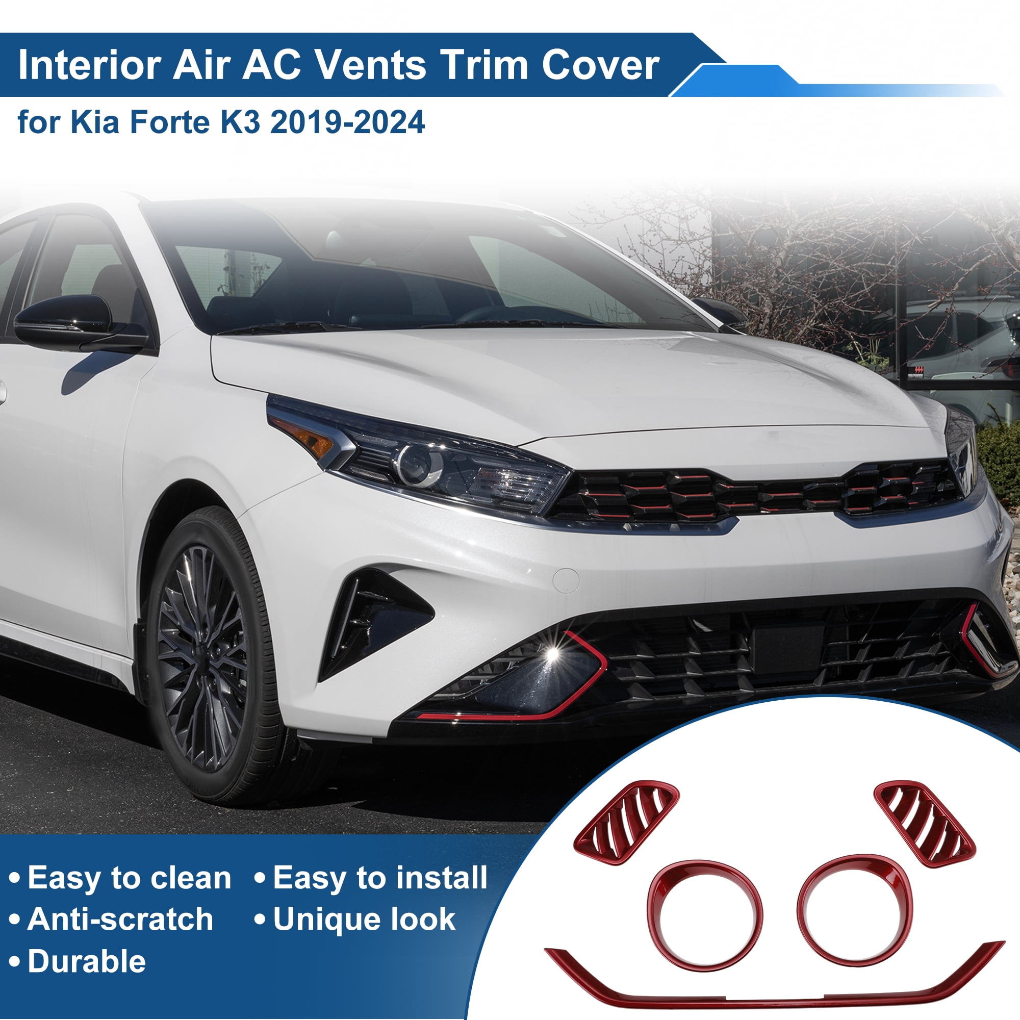 Unique Bargains AC Outlet Vent Trim Cover Frame for Kia Forte K3 2019-2024 Red