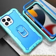 thumbnail image 6 of Dteck Back Case For Apple iPhone 13 Pro, Ring Stand Shockproof Hybrid Hard PC Soft Silicone Bumper Heavy Duty Shockproof Three Layer Drop Protective Girls Boy Cute Phone Case(Mint+Blue), 6 of 7