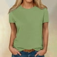 thumbnail image 2 of IYYVV Vintage Tees For Women Fall Short Sleeve Womens Business Casual Tops Flowy Soft Scoop Neck Athletic Shirts Solid Color Blouses Dressy Summer Clothes Army Green 5XL, 2 of 5