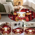thumbnail image 5 of Round Area Rug 8 Ft, Red Christmas Washable Non-Slip Circle Carpet for Living Room/Bedroom, Cow Xmas Snowflake Winter Red Black Plaid Collection Low-Profile Large Area Rugs for Indoor, 5 of 8