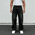 thumbnail image 2 of 2026 New Men's Black Gray 100% Cotton Oversized Wide-Leg Jeans: Durable Vintage Denim | Standard Sizing (30-40), 2 of 14