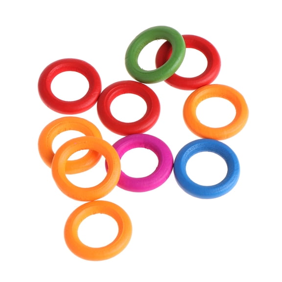 Huhudde 10 Pieces Wooden Rings Natural Wood Ring Smooth Colorful Unfinished Wood Circles