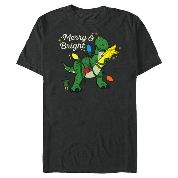 Disney PIXAR Toy Story Rex Merry & Bright - Short Sleeve Blended T-Shirt for Adults - Customized-Dark Heather