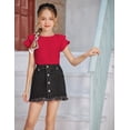 thumbnail image 6 of Arshiner Girls T Shirts Ruffle Short Sleeve Round Neck Loose Blouse Summer Solid Color Casual Girl Tee Tops, 6 of 6