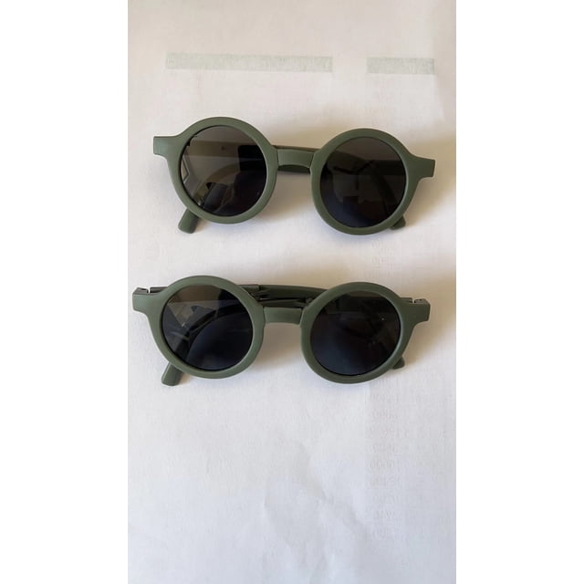 Gafas de sol plegables para niños, gafas de sol retro a prueba de sol con montura redonda para niños, gafas de sol coreanas con montura esmerilada para niños y niñas