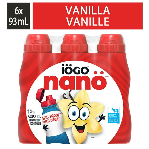 iÖGO Nanö Drinkable Yogurt Vanilla 1%, 6 x 93 mL