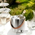 thumbnail image 3 of Double-Wall Vacuum Insulated Ice Bucket with Lid, Scoop, Ice Tong, Strainer & Leather Handle Keep Ice Frozen Longer Large Wine Ice Buckets for Cocktail Bar,Parties Chilling Beer Champagne 3L, 3 of 9