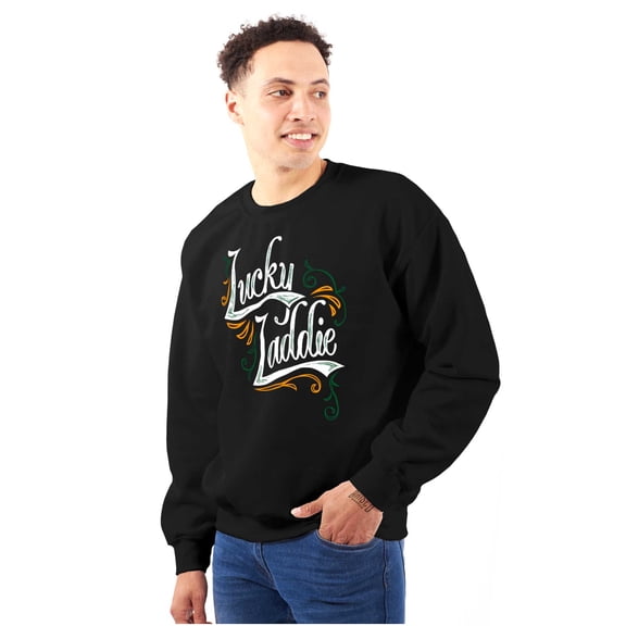 Irish Lucky Laddie St Patricks Day Men's Crewneck Sweatshirt Brisco Brands S