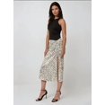 thumbnail image 3 of Printed Bodycon Satin Midi Skirt with Slit, 3 of 5