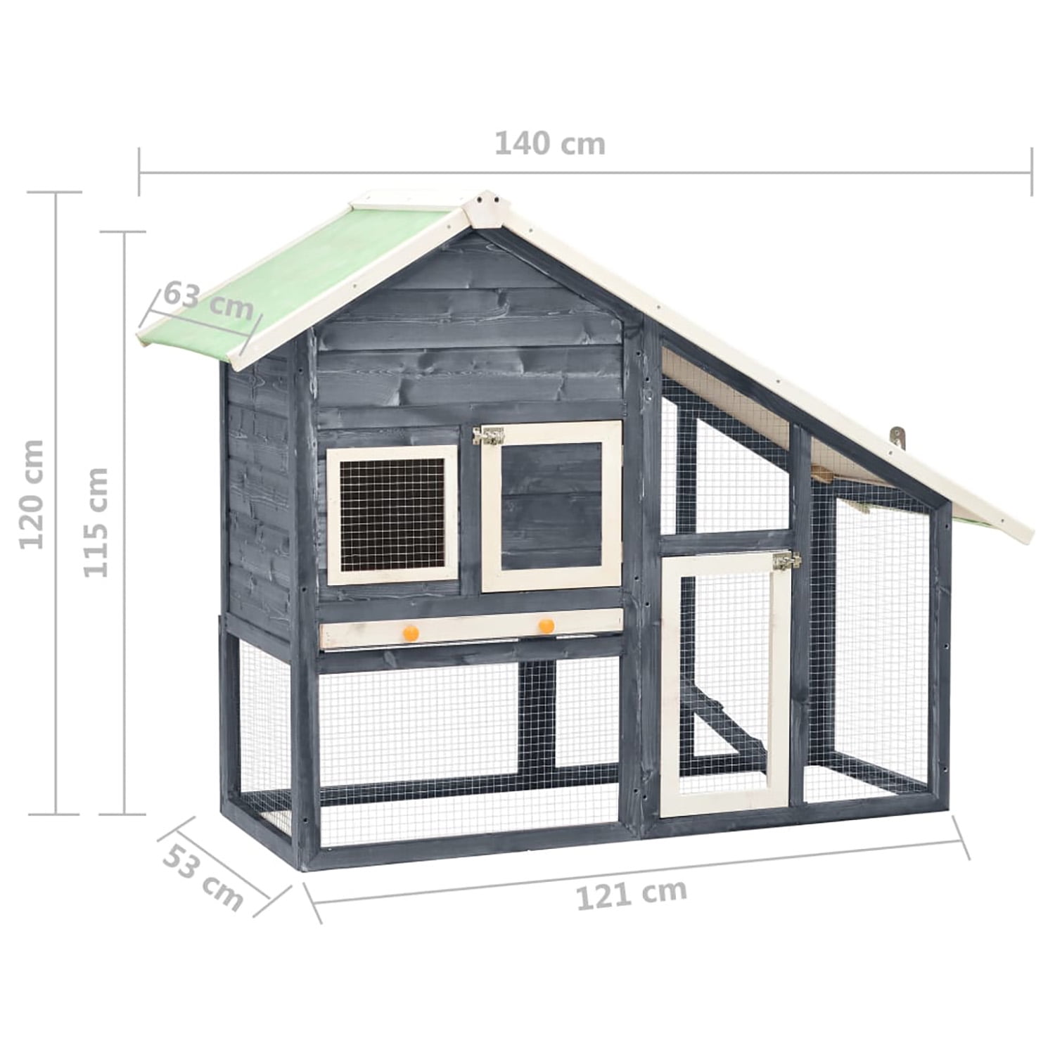 Pefilos 55" Rabbit Hutch Outdoor with Run, Solid Firwood Rabbit Cages for Indoor Large Bunny House for Two, Gray Pefilos 55" Rabbit Hutch Outdoor with Run, Solid Firwood Rabbit Cages for Indoor Large Bunny House for Two, Gray