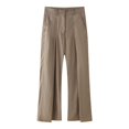 thumbnail image 2 of HH TRAF Pantalones de verano para mujer con bolsillos, botones, cremallera, plisados, decorados, de moda, informales, de pierna ancha, pantalones casuales sólidos para mujer, 2 of 5