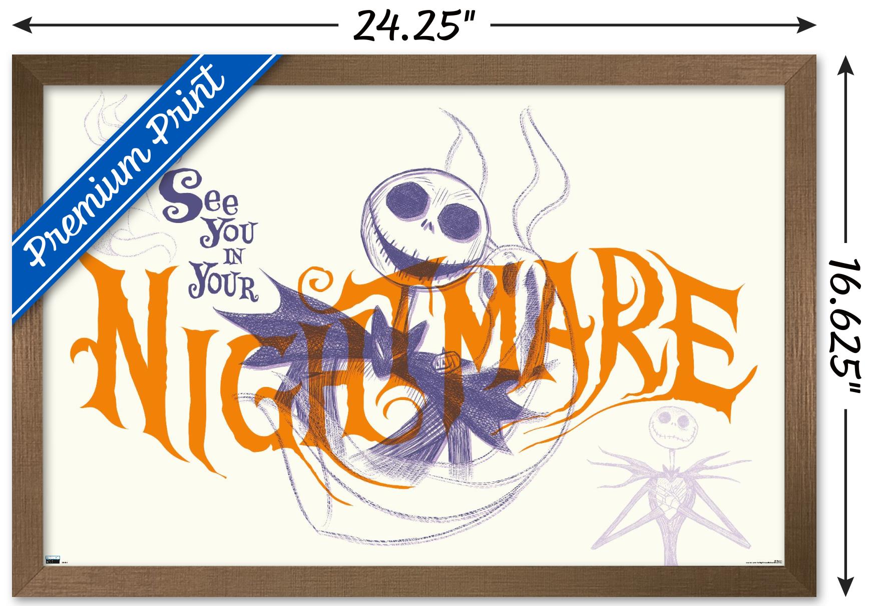 Disney Tim Burton's The Nightmare Before Christmas - See You In Your Nightmare Wall Poster, 14.725" x 22.375", Framed