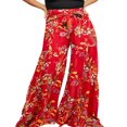 thumbnail image 1 of Boho Pantalons de Plage pour Femmes Taille Haute Décontractée Ample Jambe Large Droite Imprimée, 1 of 5