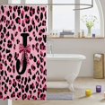thumbnail image 3 of Manfei Leopard Print Monogrammed J Shower Curtain 72Wx78L,Dreamy Bow Bath Curtain,Pink, 3 of 5