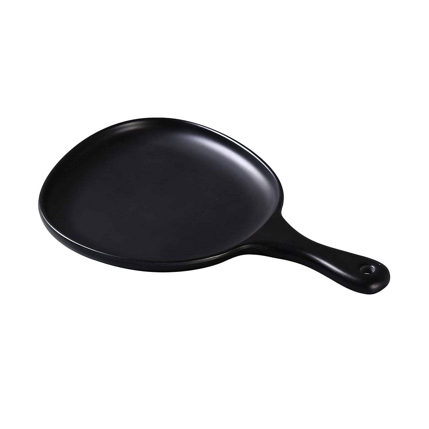 Moderne, Pan Plate With Handle, 12"W X 8"L X 1"H, Melamine, Black,Pack