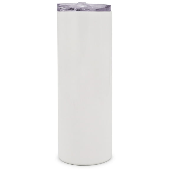 VING 25 Pack 20oz White Sublimation Blank Straight Tumbler Stainless Steel Insulated Water Bottle Double Wall Vacuum Taperless Travel Cup with Lid and Straw