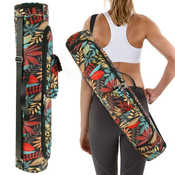 BUTORY Yoga Mat Bag Lightweight Nylon Yoga Mat Carrier Bag with Adjustable Shoulder Strap and Storage Pocket Portable Exercise Yoga Mat Storage Bag 29.92×6.3inch for Yoga Mat