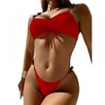 thumbnail image 1 of Women‘s Swimsuit Knot Front Tie Two Piece Bikini Set  Red S-2XL, 1 of 5