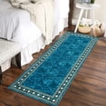 thumbnail image 2 of HOMERRY Runner 2' x 6' Rug Washable Modern Geometric Border Hallway Runner Indoor Carpet for Doorway, Teal, 2 of 6