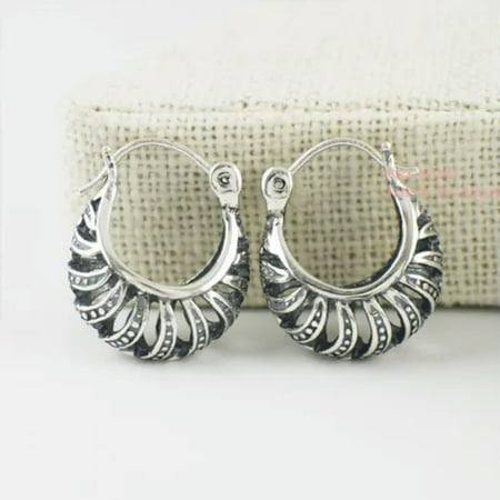 GKNET Bali Sterling Silver Hinged Hoop Earrings A1019