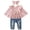 Pink, variant on CARETOO Baby Girls Clothes Outfits Cute Girl Short Sleeve Ruffle Top Jeans Pant Headband 3Pcs Set