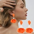 thumbnail image 2 of Mightlink 1 Pair Colorful Petal Drop Earrings Faux Pearl Decor Dangle Earrings Women Piercing Stud Earrings Jewelry Gift, 2 of 7