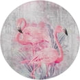 thumbnail image 2 of Addison Rugs Dream Shag Premium Machine Washable Transitional Soft Flamingos Pink Round Rug, 8' x 8', 2 of 8