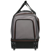 Protege 30 in Rolling Drop-Bottom Carry On Duffel Bag for Travel, Black and Gray