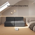 thumbnail image 3 of Folding Sofa Bed, Modern Convertible Sleeper Chair Bed for Home, Single Small Couch, Dark Gray, 3 of 7