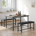 thumbnail image 2 of Twister.CK 3-Piece Dining Table Set with 2 Upholstered Benches, MDF Top and Metal Frame, Space-Saving Design for Kitchen or Dining Room, Gray, 2 of 8