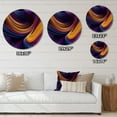 thumbnail image 5 of Designart "Dynamic Duet Purple and Yellow I" Modern Waves Metal Round Art Print, 5 of 5