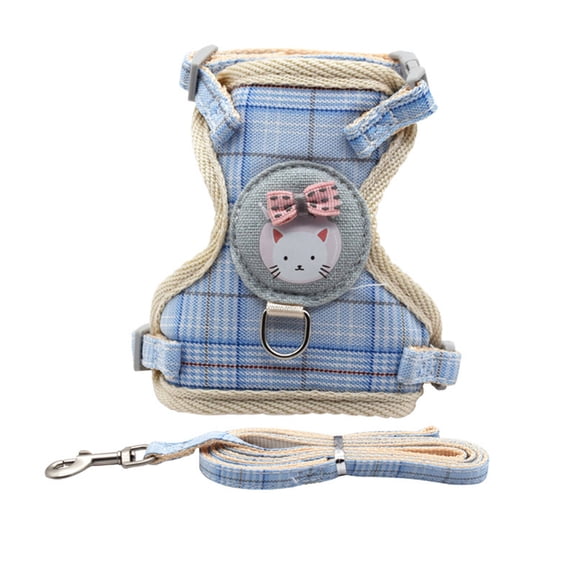 GASTROPOD Cat Harness,Cartoon Design Cat Walking Jacket,Cat Safety Kitten Collar,Blue,S