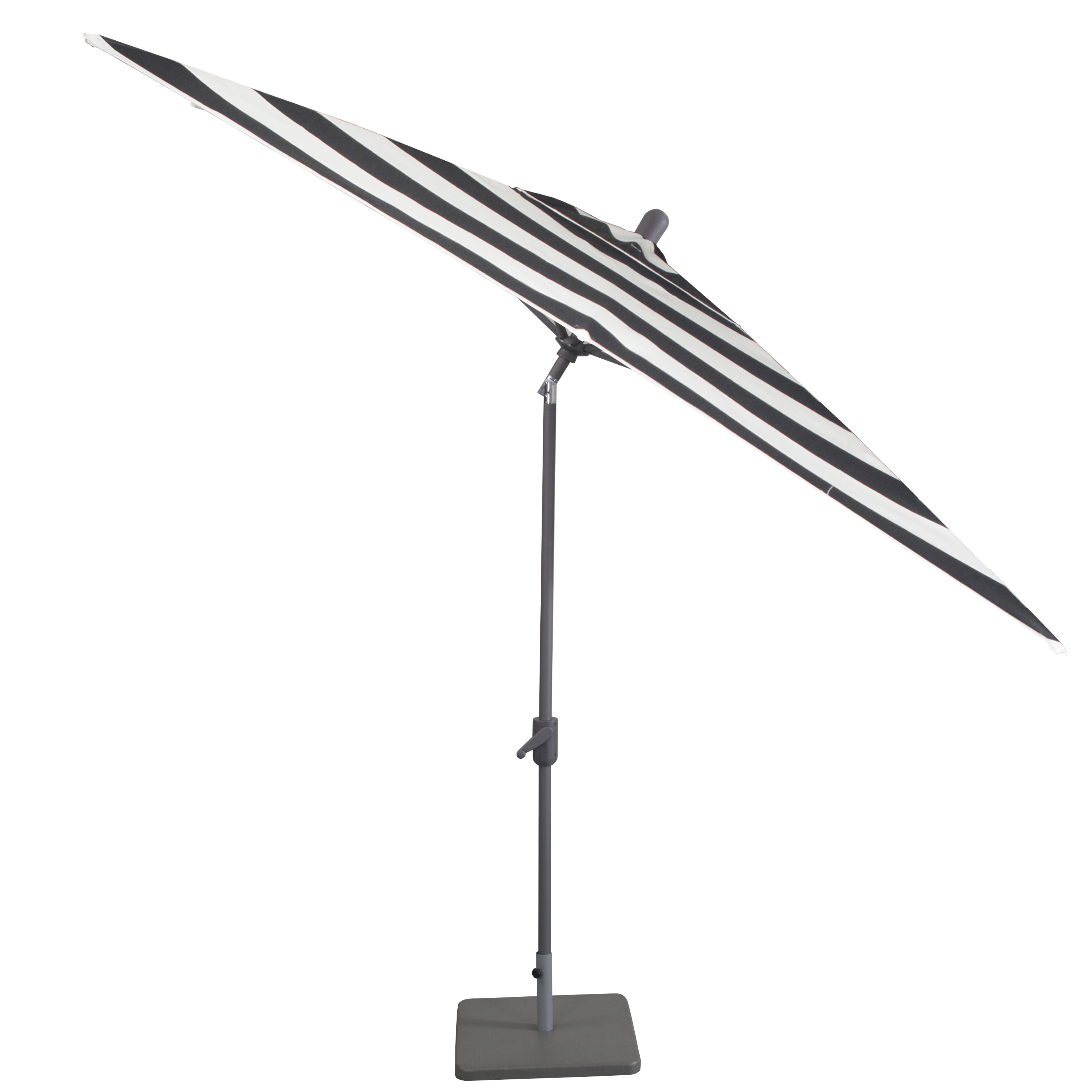 Amauri Outdoor Living - Laguna Cove 10' x 6.5' Rect Auto TiltMarket Umbrella, Starring Grey Frame, Sunbrella Black Stripe Shade