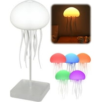 MYKOMI LED Cute Jellyfish Night Light with Dancing Legs, RGB Gradient Jellyfish Lamp Voice Control, Rechargeable Bedside Lamp with Touch Sensor (Hanging Base)