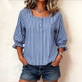 thumbnail image 4 of Guluxicc Women's Striped Shirts Scoop Neck Button Short Sleeve Basic Tops for Summer Casual Outfits, 4 of 8