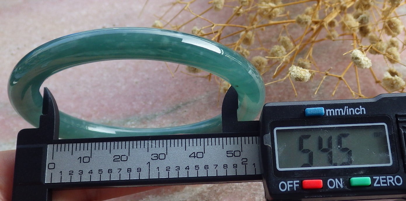 Icy Green Natural A JADE Jadeite Circle Bangle Bracelet 54 mm 682116 TN